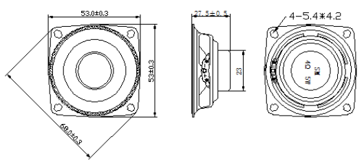 53mm（多媒體喇叭）規格圖