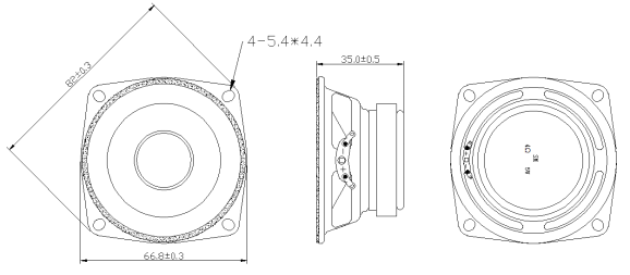 66.8mm（多媒體喇叭）規格圖