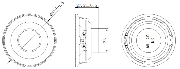 52mm（多媒體喇叭）規格圖