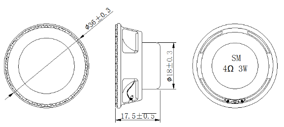 36mm 多媒體喇叭（規格圖）